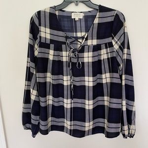 Everly blue plaid top